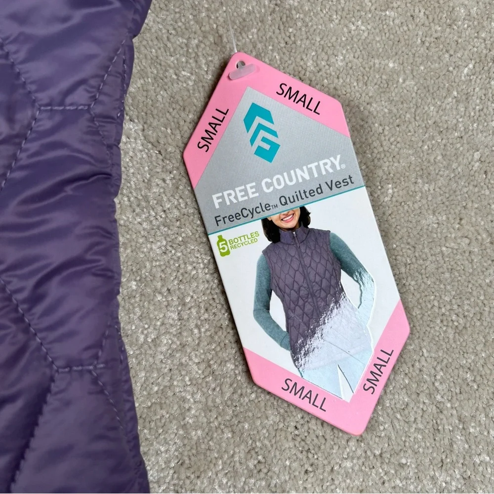 Lightweight Puffer Vest Quilted Purple NWT Zip Up Repreve Free Country Women's S - Picture 2 of 14